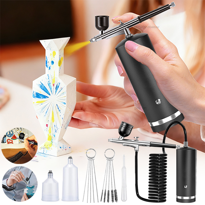Airbrush Kit With Mini Compressor - Aérographe avec compresseur, pistolet de peinture,
