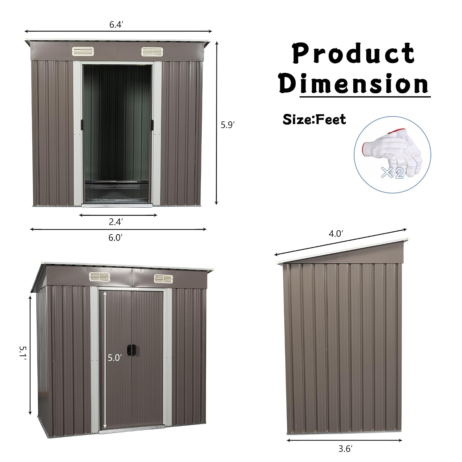 Garden Tools - Abri de rangement extérieur en métal