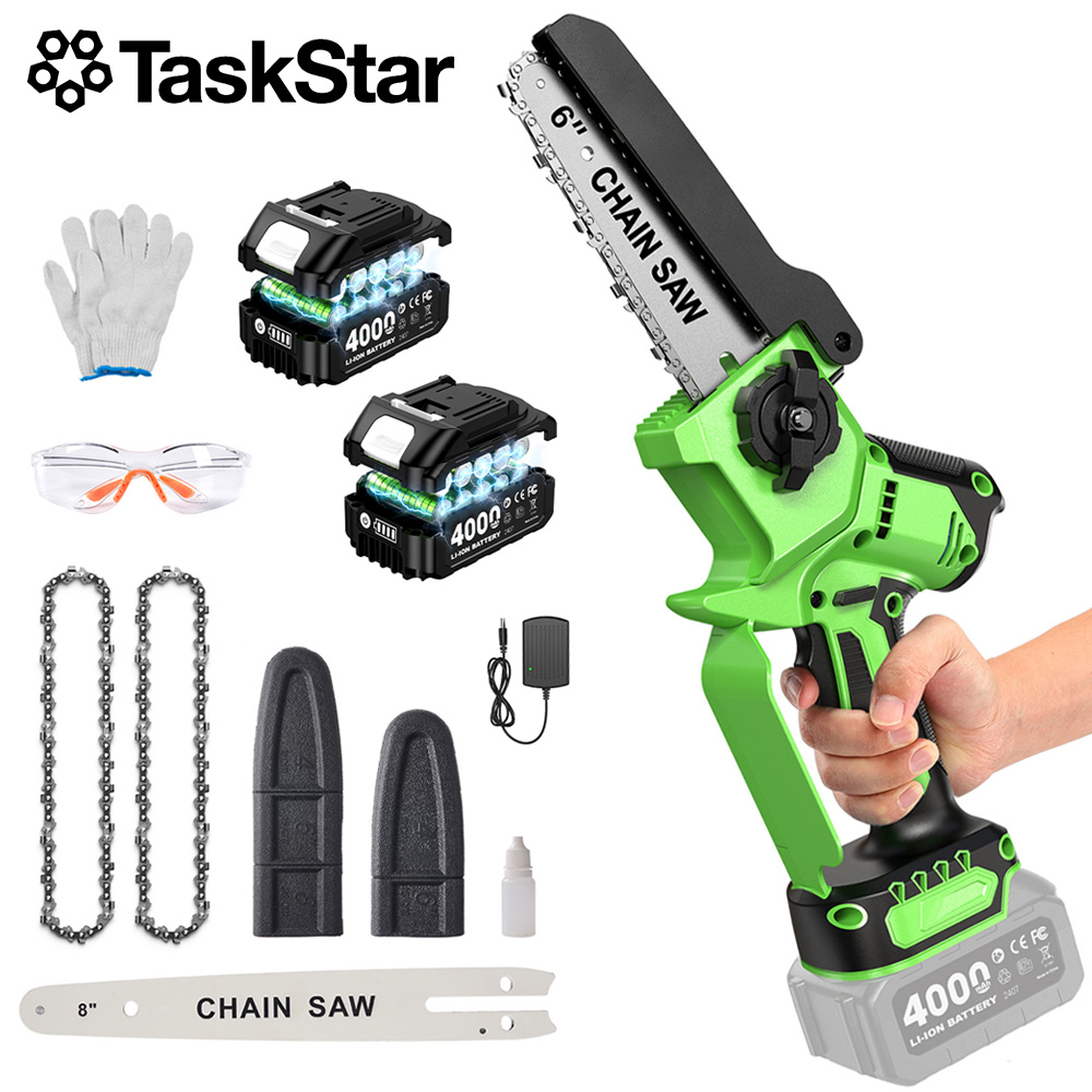 Mini Electric Chainsaw 6 Inch - Tronçonneuse électrique sans balais TaskStar, scie