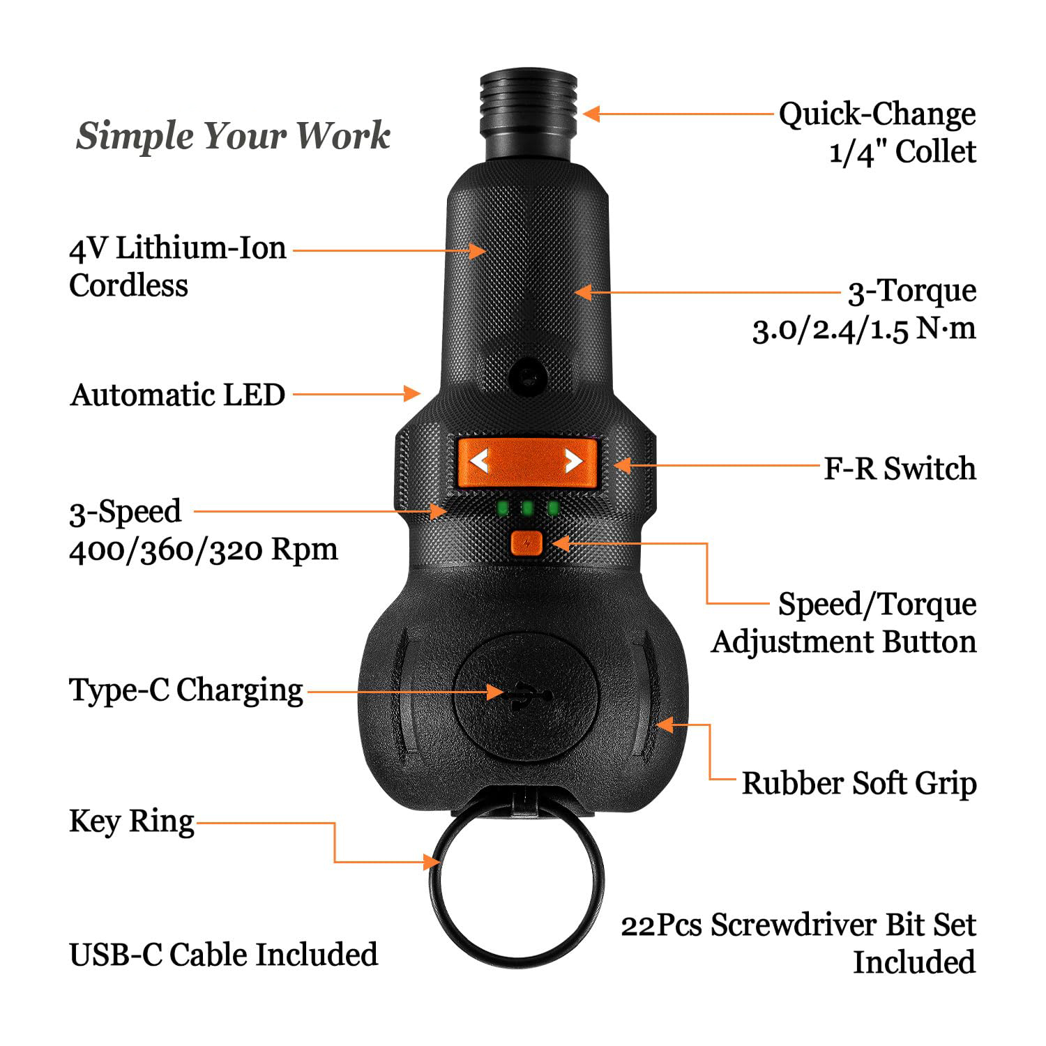 Tournevis électrique sans fil, - Electric Screwdriver Rechargeable Usb avis et prix