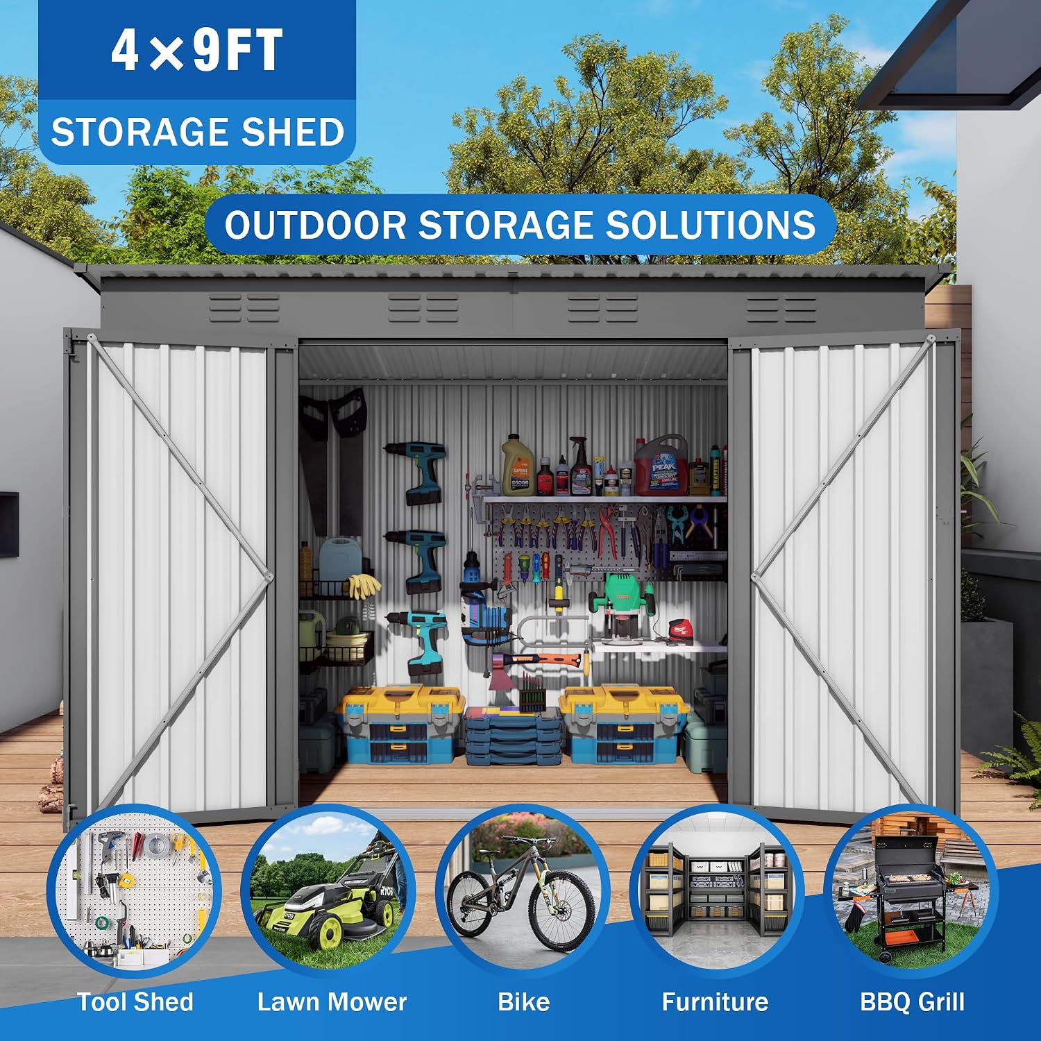 Abri métallique 9x4FT avec fen - Garden Tools avis et prix